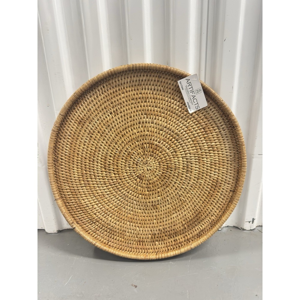 Artifacts Trading Company Hand Woven Rattan Tray 16" Coastal Home Decor NEW - Picture 1 of 7